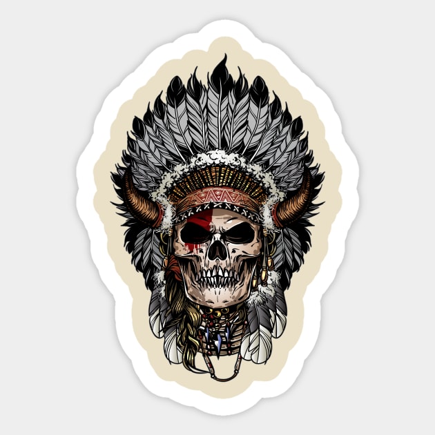 Indian skull Sticker by clickprint